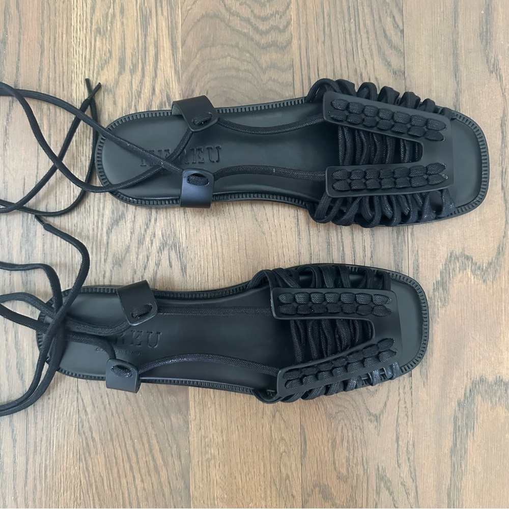 NWT Hereu Women's Consell Ankle Tie Calf Leather Sandal Black Size EU 41 US 10.5 - Picture 6 of 13
